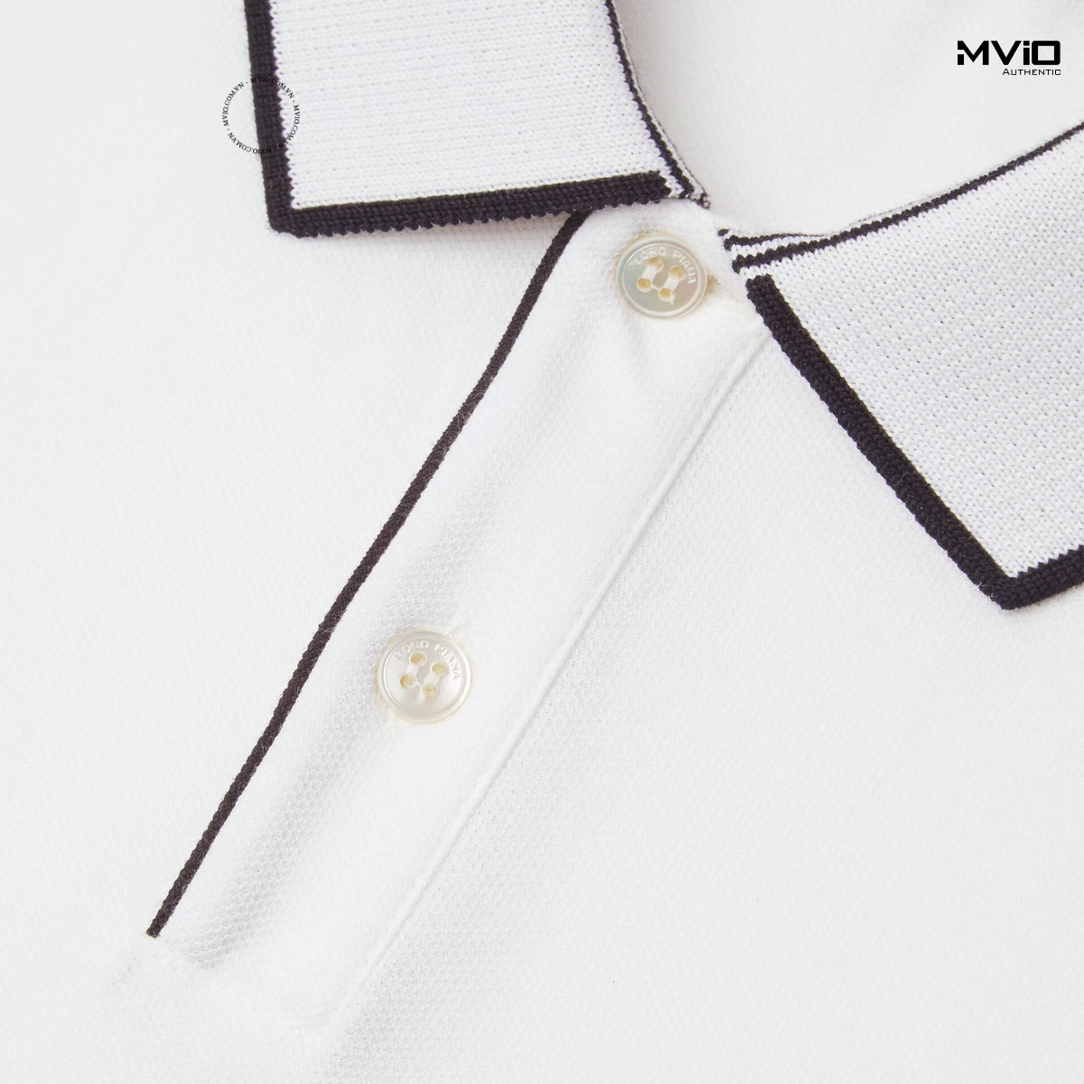  Polo Loro Piana Trắng Cổ Viền Đen FAI4903 69544 