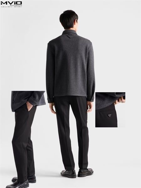  Quần Vải Prada Đen Tag Túi Sau UP0375 155E 