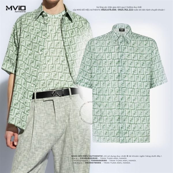  SƠ MI FENDI CỘC TAY XANH GREEN VÂN FF FS0795AR62F1MTQ 