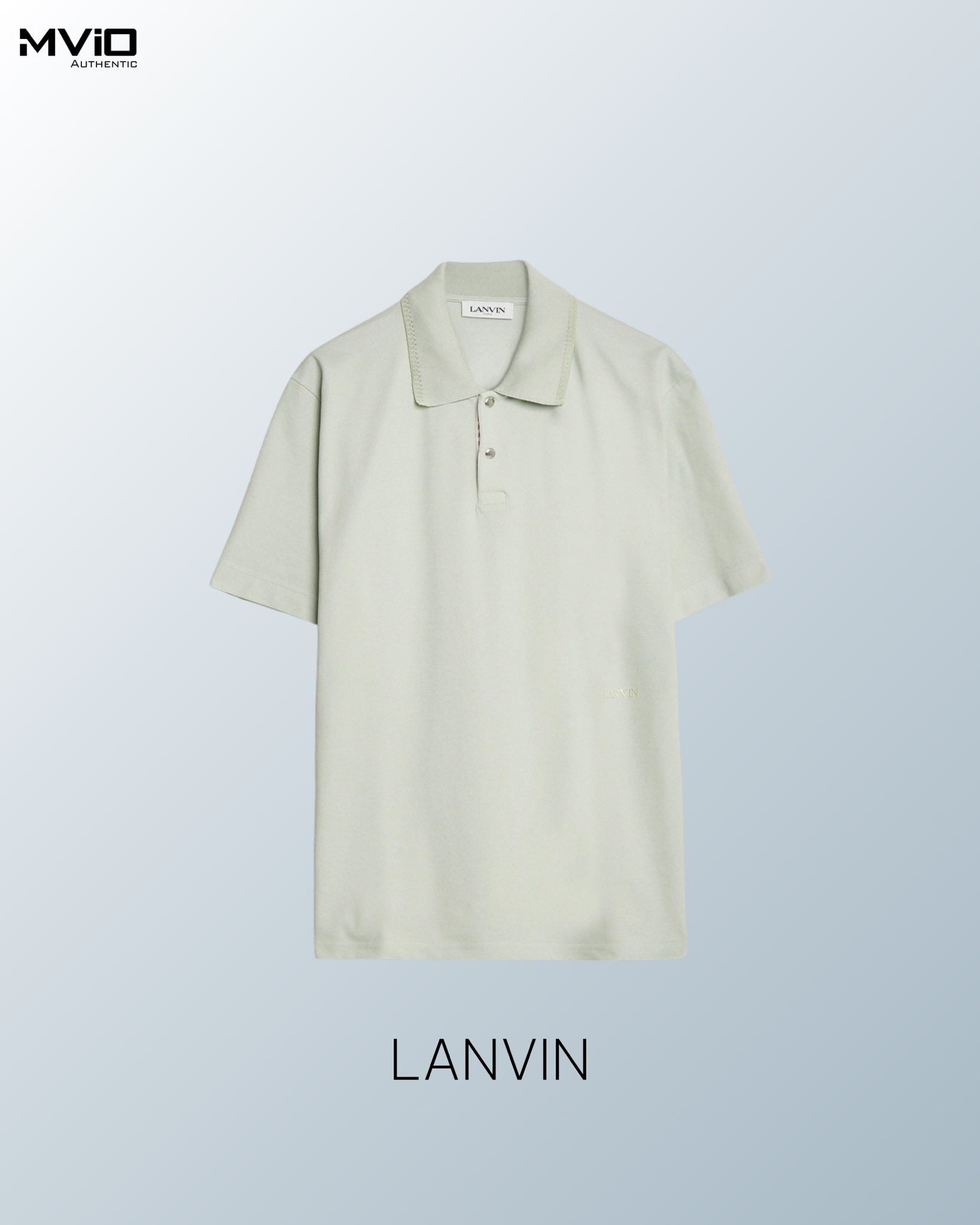  Polo Lanvin Xanh Begie Chữ Thêu Bụng RMPL0001 J018P23 
