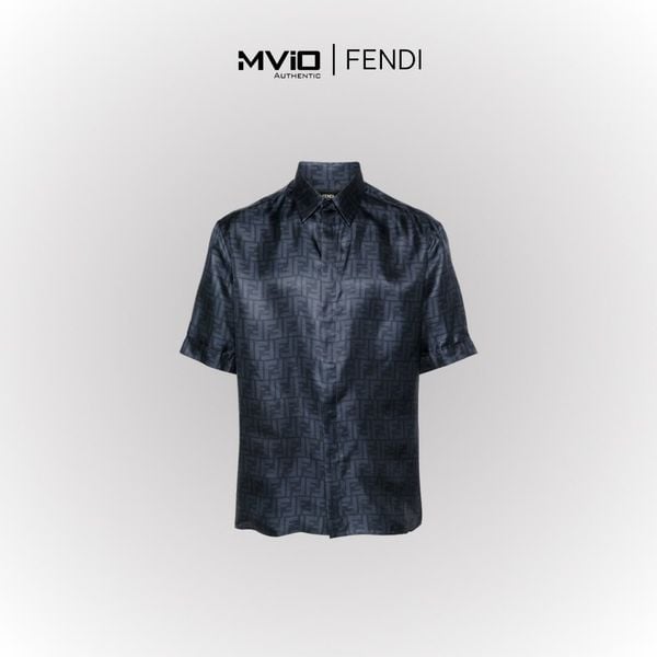  Sơ Mi Fendi Xanh Navy Vân FF FS0795 AKEE-F0H5A 