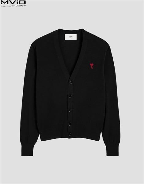  Khoác Cardigan Ami Paris Đen Tim Đỏ HKC361001 009 