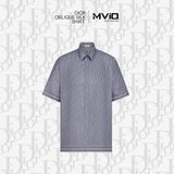  Sơ Mi Dior Lụa Cộc Tay Xám Vân Oblique Tím 193C545A4751_C578 