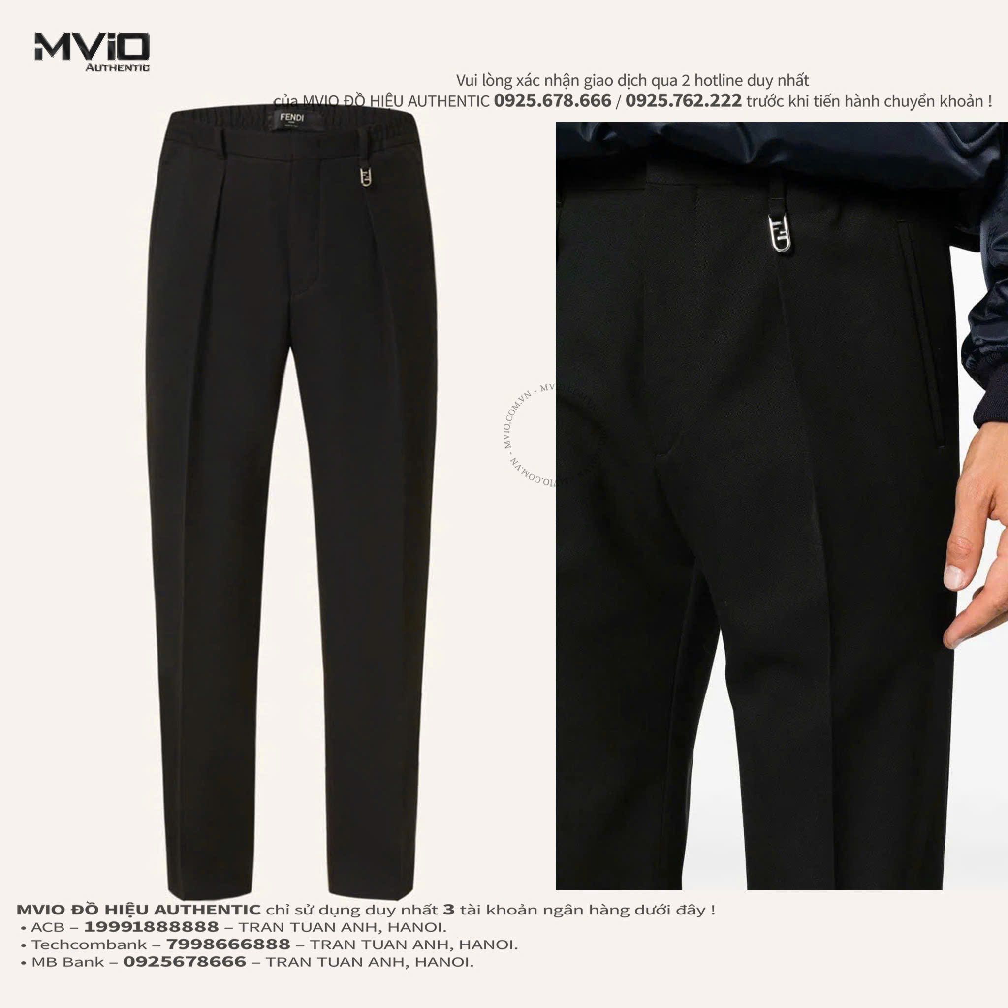  Quần Vải Fendi Đen Cạp Chun Tag Sliver FB0895 APNF F0AQ1 