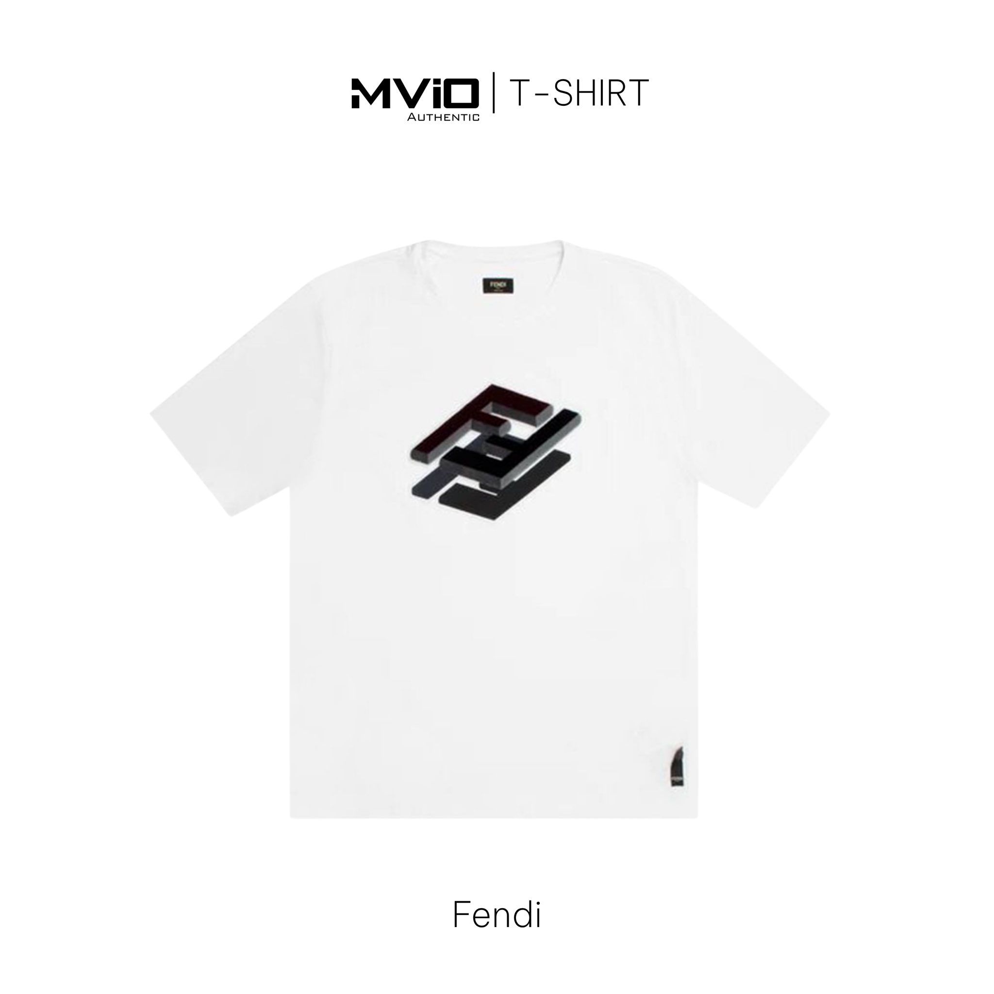  Phông Fendi Trắng Logo Đen Đỏ Thêu Ngực FY0936AL36F0QG1 