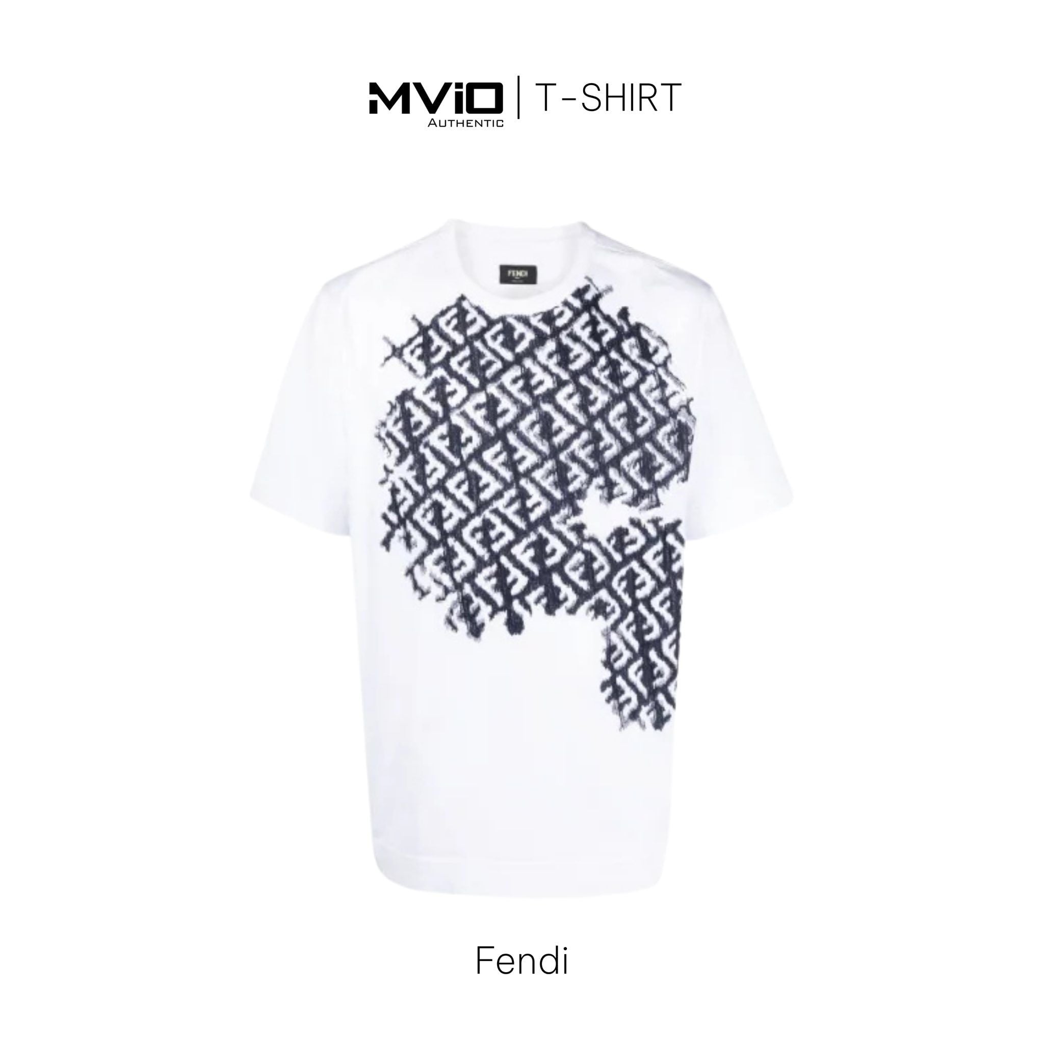  Phông Fendi Trắng Vân FF Thêu Đen FY0930 AN25 