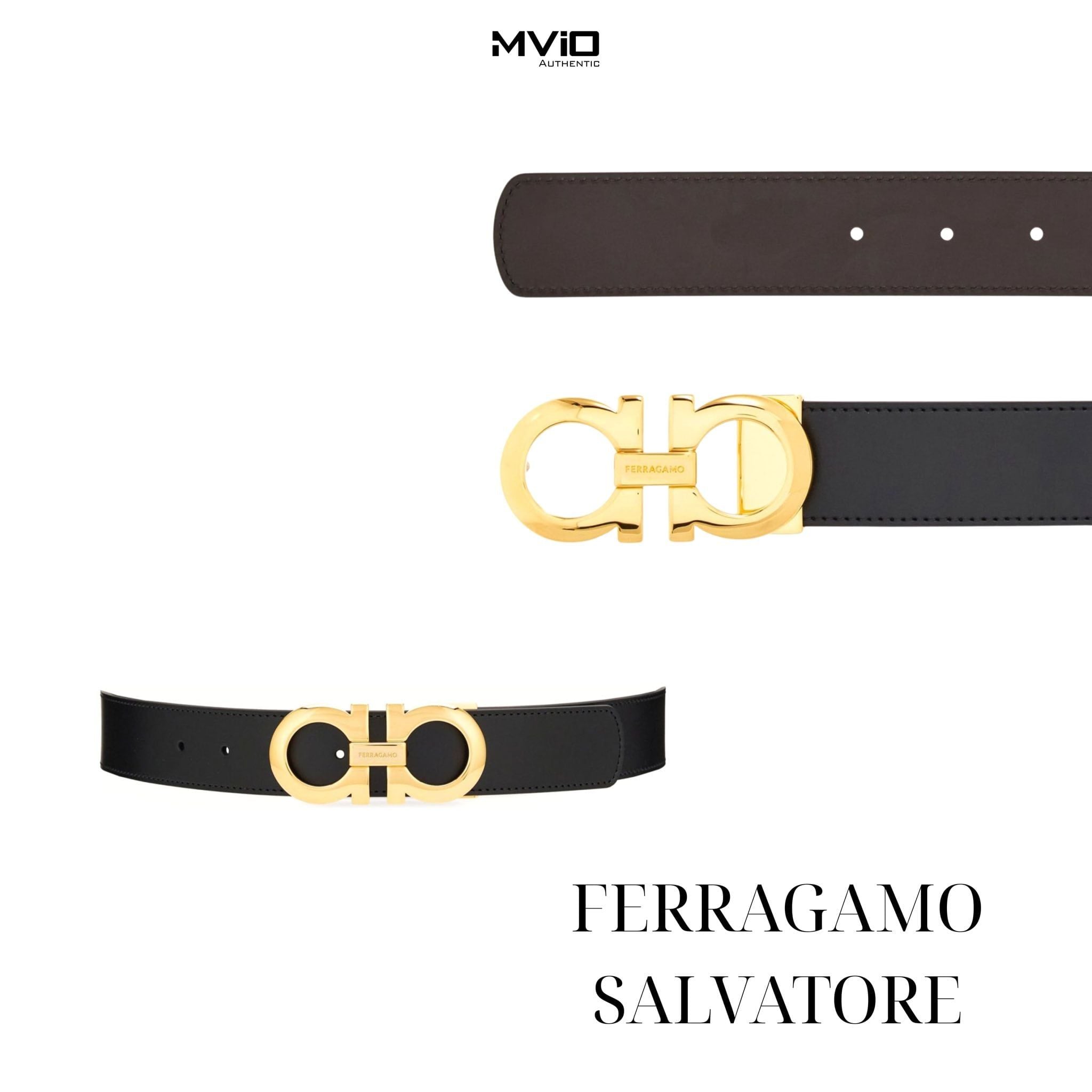  Belt Salvatore Đen Mặt Khoá Gold 675542 586940 