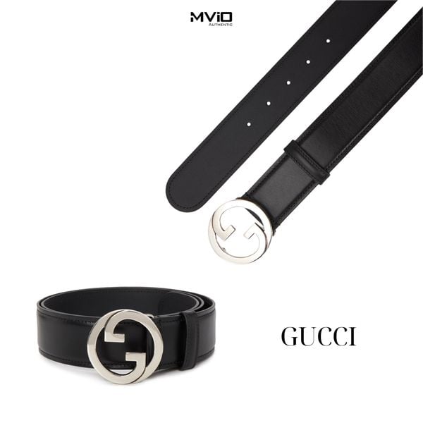  Belt Gucci Đen Bản 3 Cm Mặt Sliver 734771 