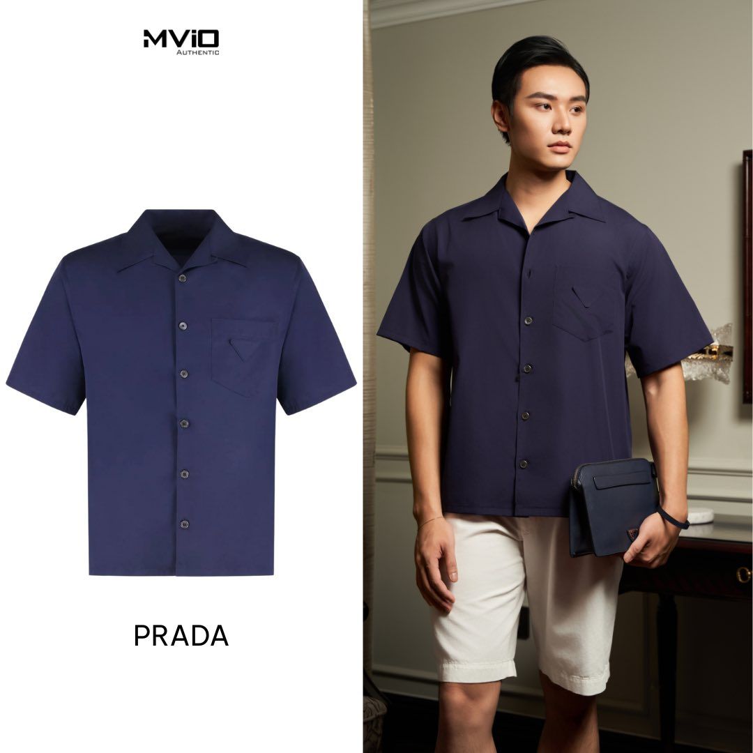  Sơ Mi Prada Navy Tag Ngực UCS414SUMO16FY_F0021 