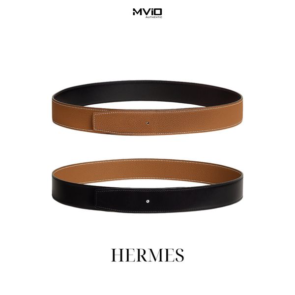  Belt Hermes Reversible Leather Strap Noir /Gold ( Đen/ Vàng Bò) 