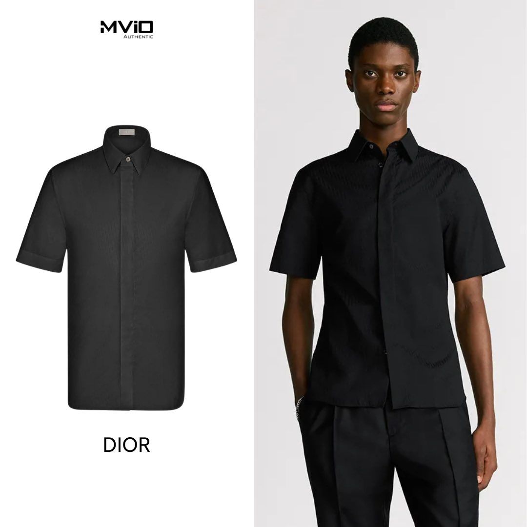  Sơ Mi Dior Đen Cộc Tay Vân Oblique 013c503a4743 