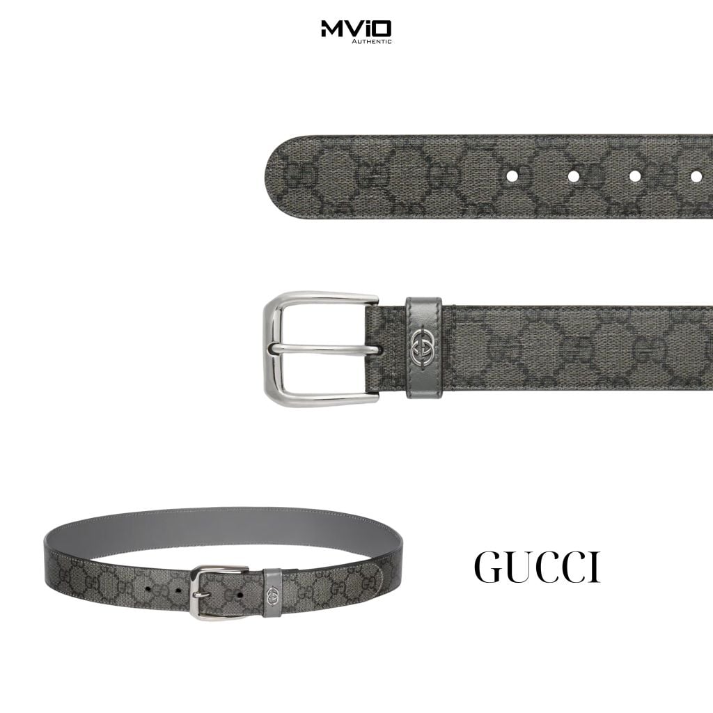  Belt Gucci Grey Vân Mono Khoá Bạc GG 673921 FABY31244 