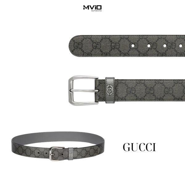  Belt Gucci Grey Vân Mono Khoá Bạc GG 673921 FABY31244 
