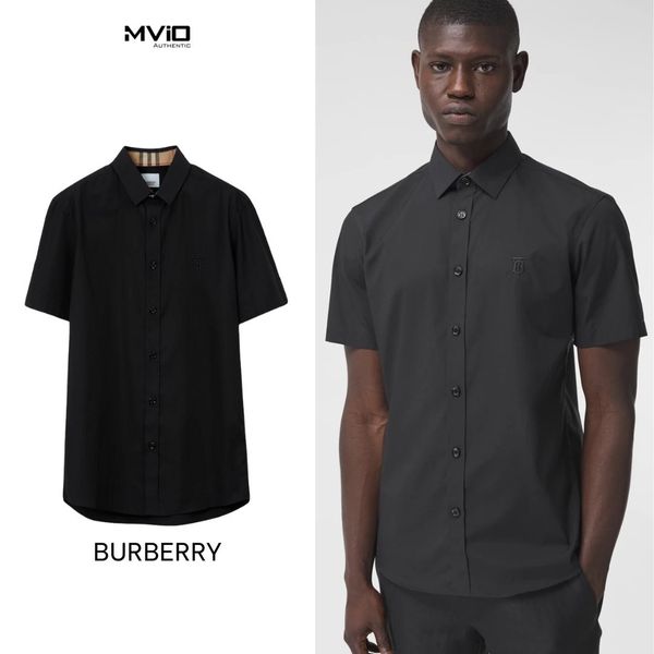  Sơ Mi Burberry Đen Cộc Tay Check Cổ 8032310 1003 
