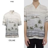 Sơ Mi Celine Cộc Tay Trắng Ngà Cây Dừa Xanh 2C946158Y 01SE 