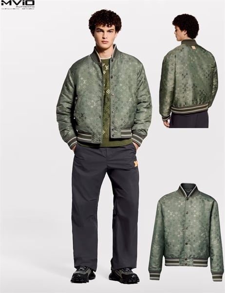  Khoác Louis Vuitton Bomber Xanh Green Monogram 1AJBDV 