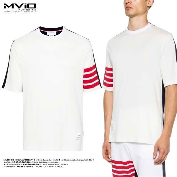 Phông Thom Browne Mix Tay Viền Đỏ MJS285A07862_960 
