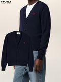  Khoác Cardigan Ami Paris Xanh Navy Tim Đỏ HKC361.001 