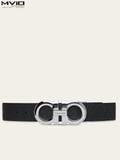  Belt Salvatore Đen Khoá Bạc Dây Vân 675542724127 