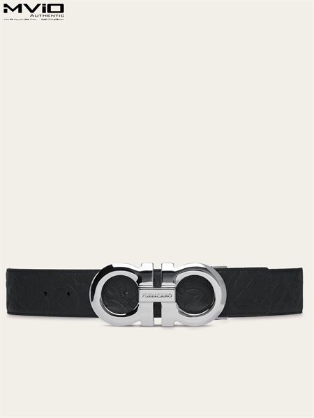  Belt Salvatore Đen Khoá Bạc Dây Vân 675542724127 