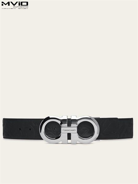  Belt Salvatore Đen Khoá Bạc Dây Vân 675542724127 