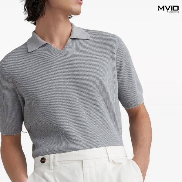  Polo Brunello Cucinelli Xám Kẻ Tăm M29400015 CI807 