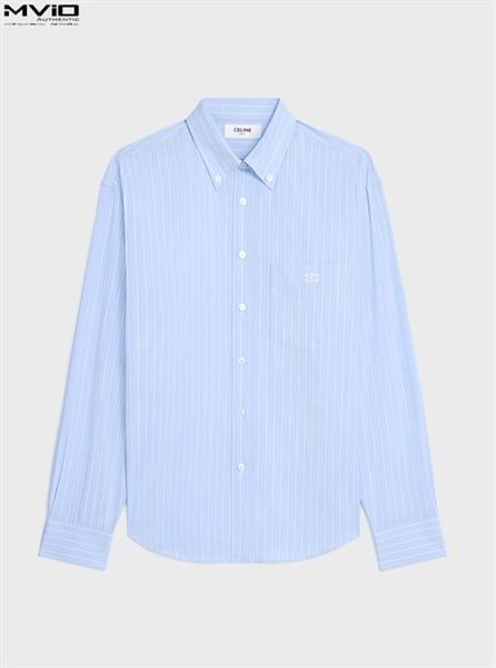  Sơ Mi Celine Dài Tay Xanh Kẻ 2C982841W 01KA 