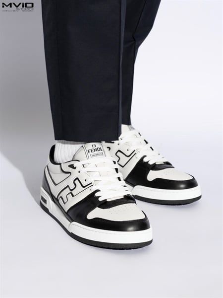  Sneaker Fendi Đen Trắng FF Mix Vitello 7E1643AOMN F0E7C 