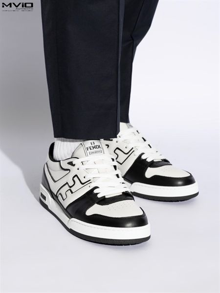  Sneaker Fendi Đen Trắng FF Mix Vitello 7E1643AOMN F0E7C 