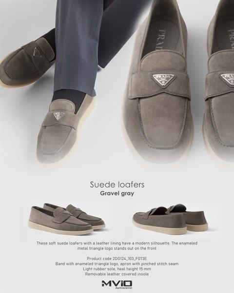  Loafer Prada Xám Xi Măng Đế Trắng Tag 2DG124_103_F073E 