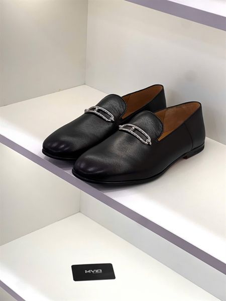  Loafer Hermes Đen Khoá Sliver H231990ZA02420 