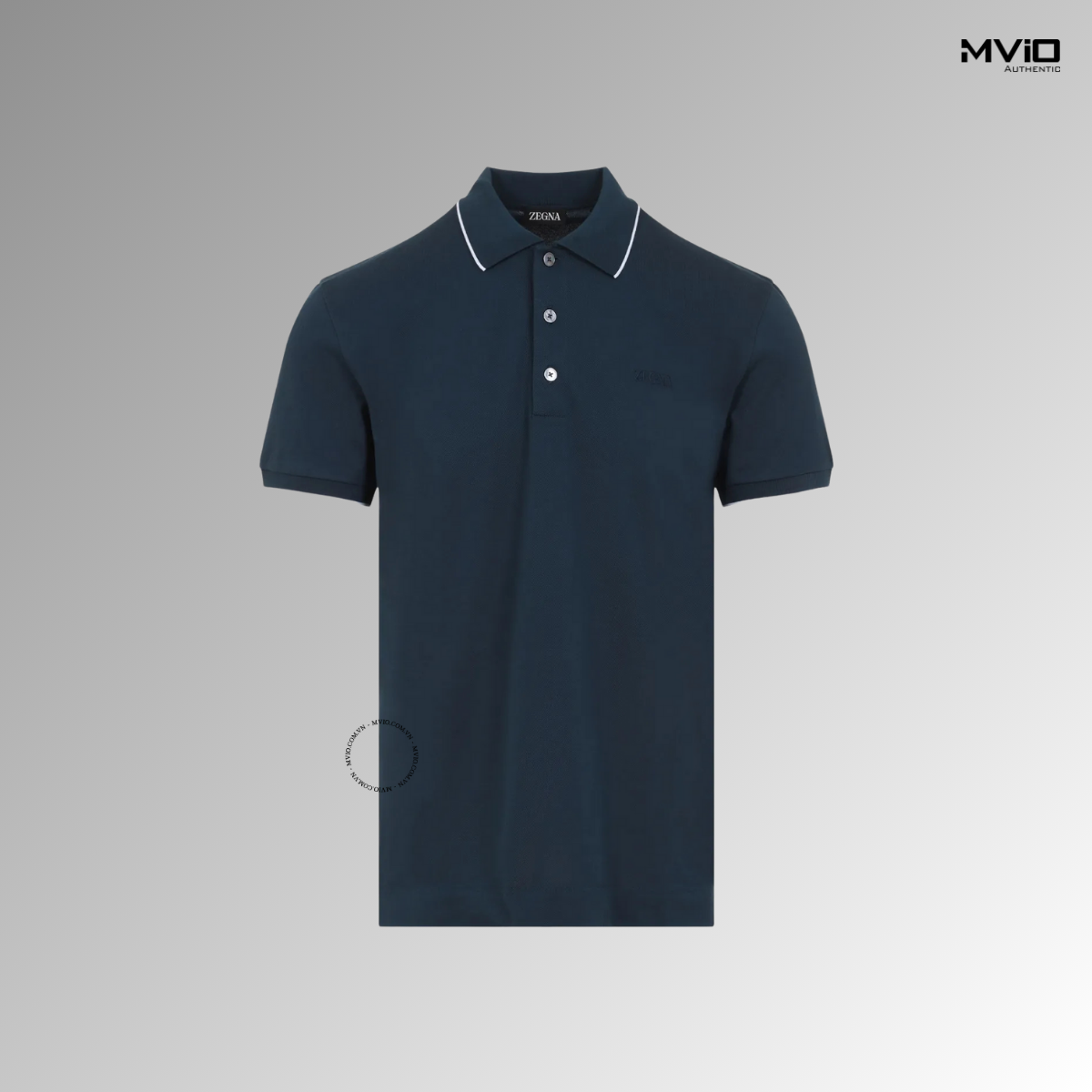  Polo Zegna Xanh Dương Cổ Viền Trắng UD358A7.D746.B07.50.R 