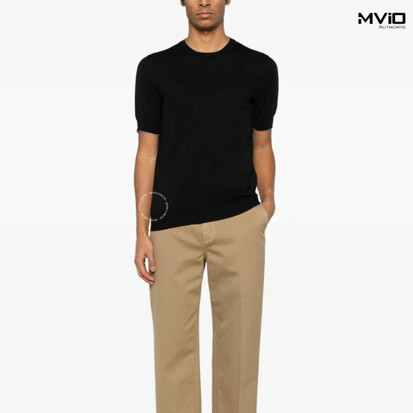  Phông Brunello Cucinelli Đen Dệt Kim Viền Trắng M29805200 CLE07 