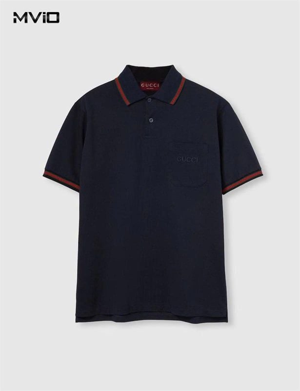  Polo Gucci Navy Cổ Viền Xanh Đỏ 795174 XJE0X 4794 