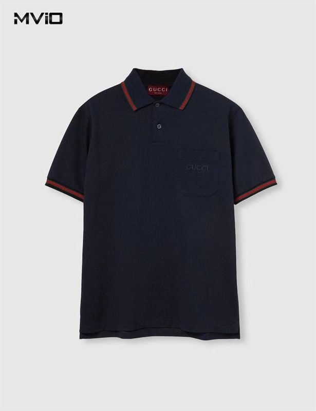  Polo Gucci Navy Cổ Viền Xanh Đỏ 795174 XJE0X 4794 