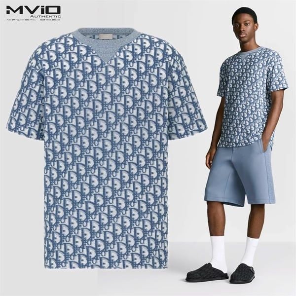  Phông Dior Xanh Vân Oblique 483J646A0906 