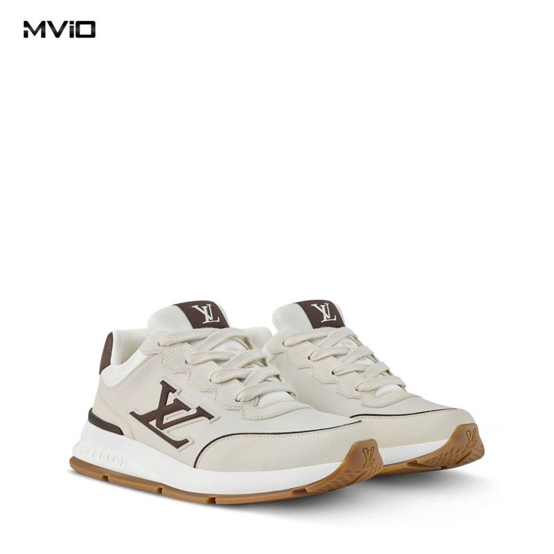  Sneaker Louis Vuitton Classic Trắng Viền Nâu 1AKBWV 
