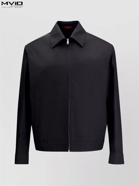  Khoác Gucci Đen Cổ Bẻ Khoá Zip Vạt Cờ Sau 827503 ZAQH5 1000 