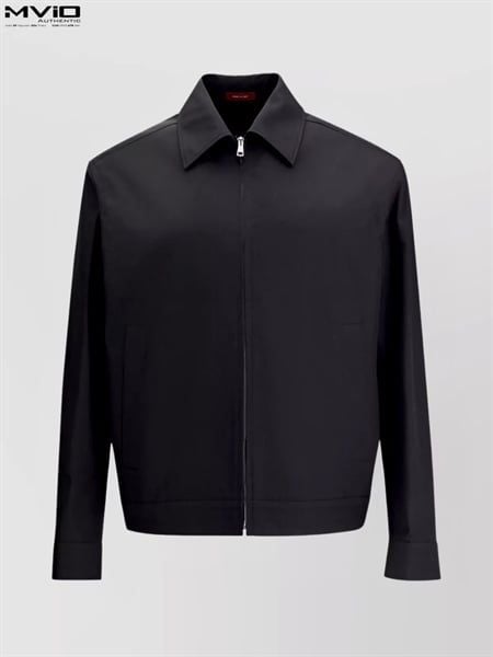  Khoác Gucci Đen Cổ Bẻ Khoá Zip Vạt Cờ Sau 827503 ZAQH5 1000 