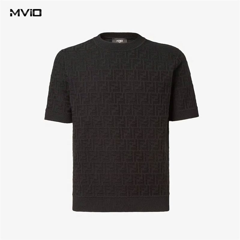  Phông Fendi Đen Vân FF Dệt Kim FZX051AUW0F0QA1 