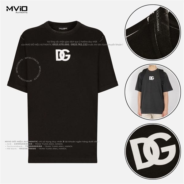  Phông Dolce Gabbana Đen Xám Logo DG Trắng G8PN9TGJJ8 N000 