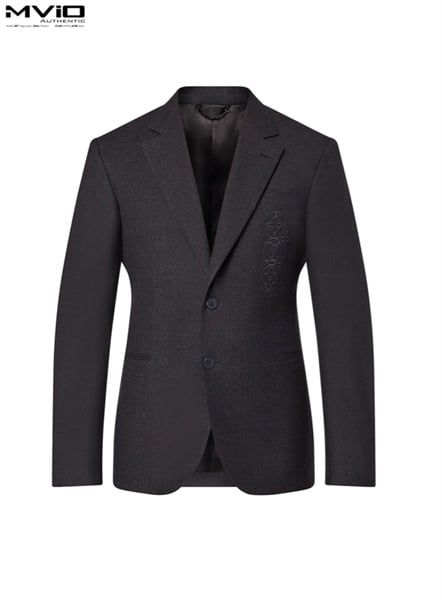  Blazer Louis Vuitton Đen Ghi Logo Thêu Ngực 1AASY0 