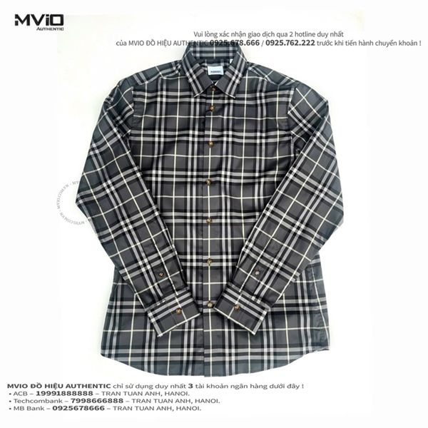  Sơ Mi Burberry Grey Dài Tay Kẻ Nhỏ 8092897 1003 