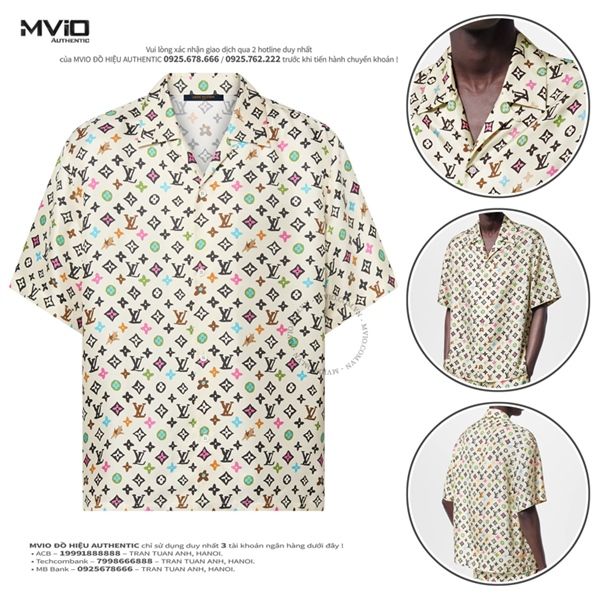  Sơ Mi Louis Vuitton Lụa Cộc Tay Monogram Màu 1AFQ24 