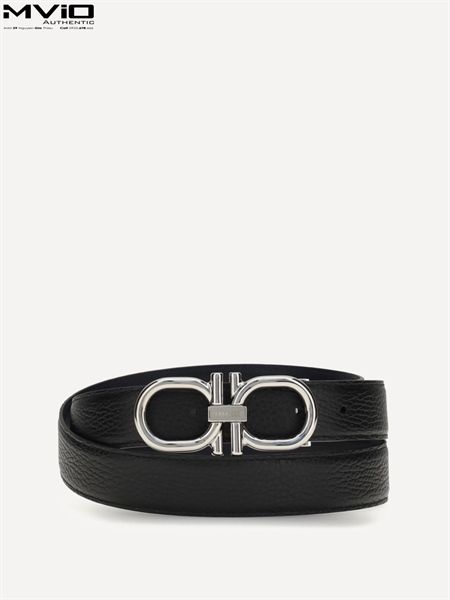  Belt Salvatore Khoá Bạc Dây Da Bê Đen & Navy 670634788533 