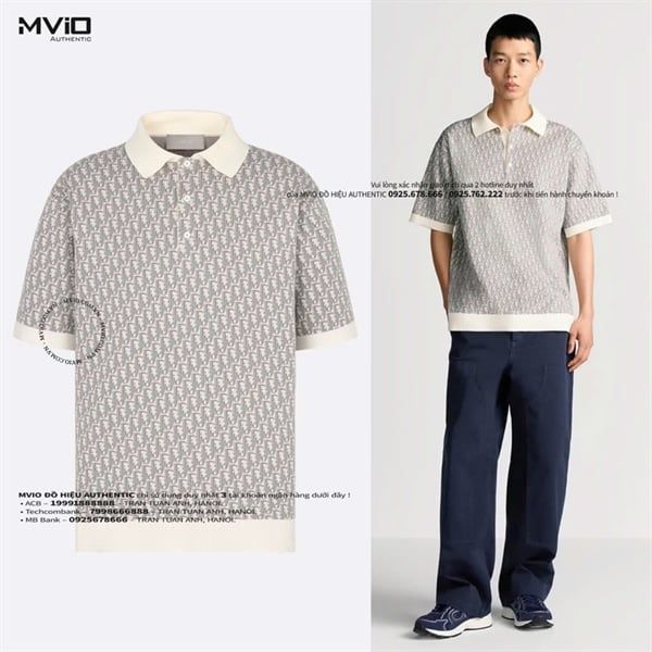 Polo Dior Trắng Vân Oblique 293M832AT396_C085 