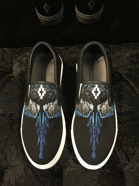  Slip On Marcelo Burlon Đen Thêu Cánh Xanh 