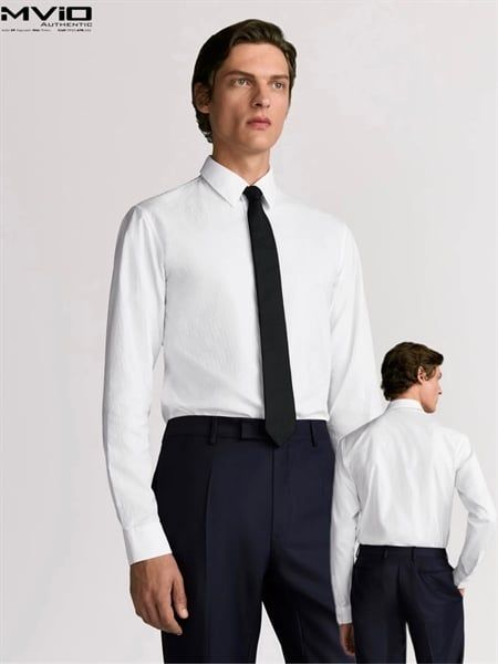  Sơ Mi Dior Trắng Dài Tay Vân Oblique Chìm 013C501A4743 002 