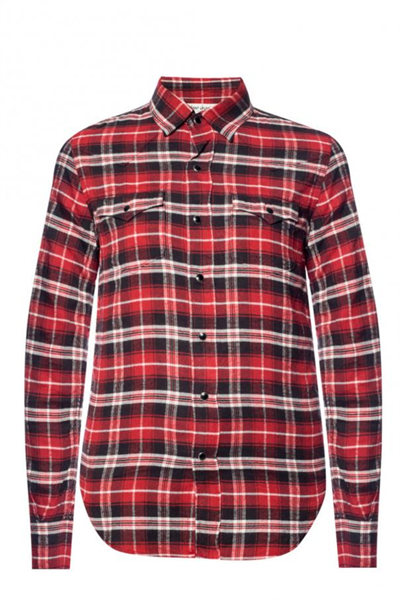  Sơ Mi Saint Laurent Đỏ Kẻ Đỏ Đen 537026 Y782T 