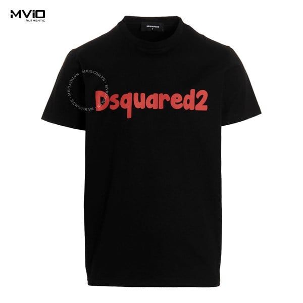  Phông Dsquared2 Đen Chữ Ngực Đỏ S71GD1190 